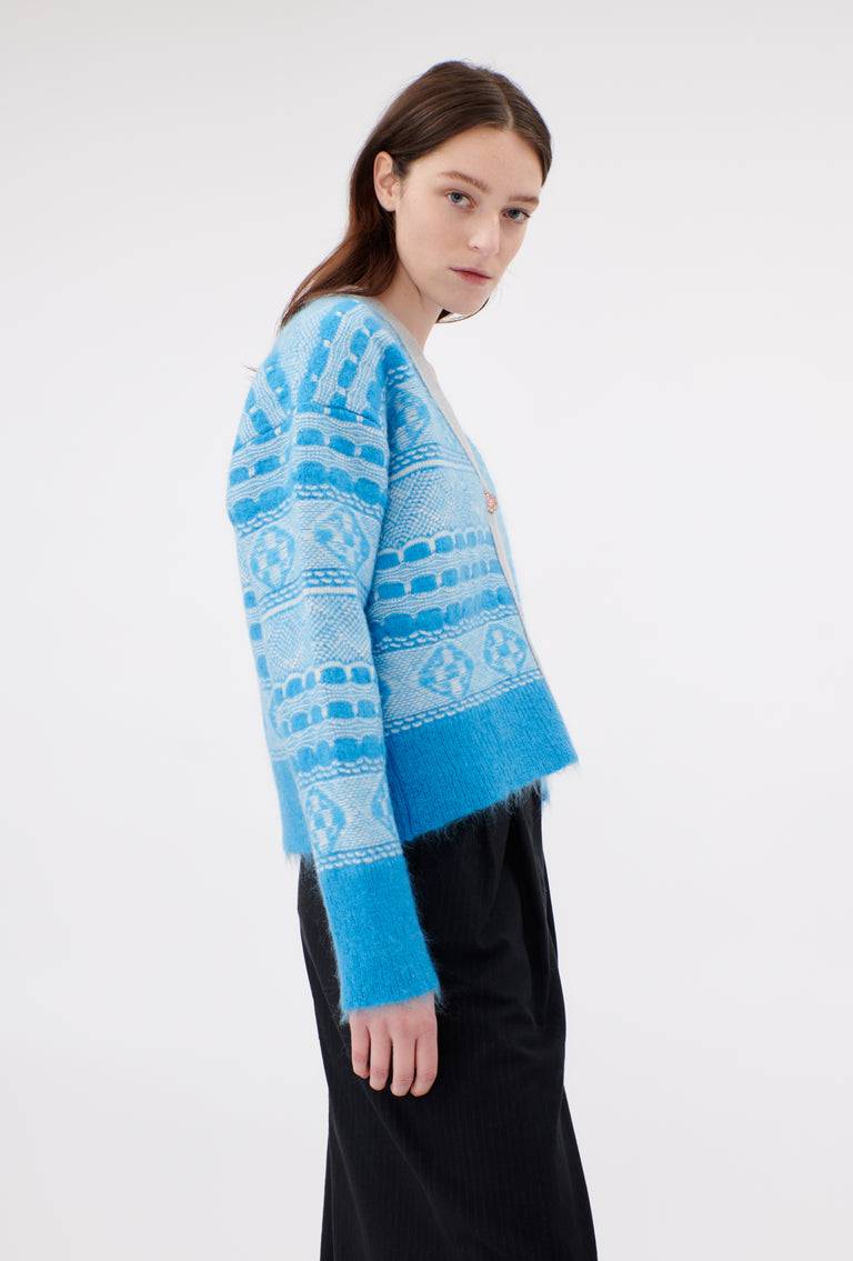 Odeeh Graphic Norwegian Cardigan, Himmelblau Flash Sale