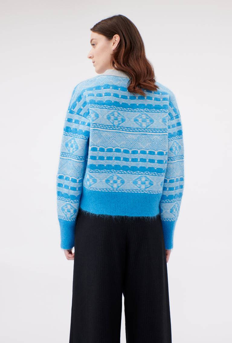 Odeeh Graphic Norwegian Cardigan, Himmelblau Flash Sale