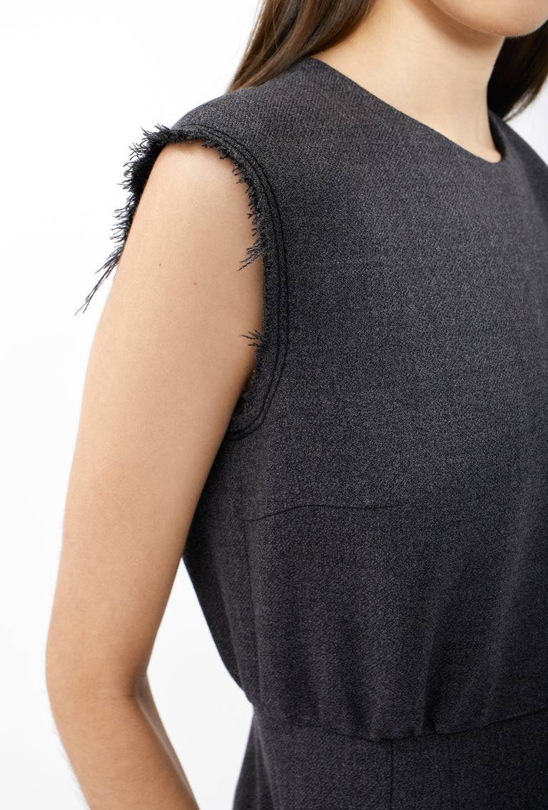 Odeeh Savile Row Wool Pique Kleid, Charcoal Top Angebot