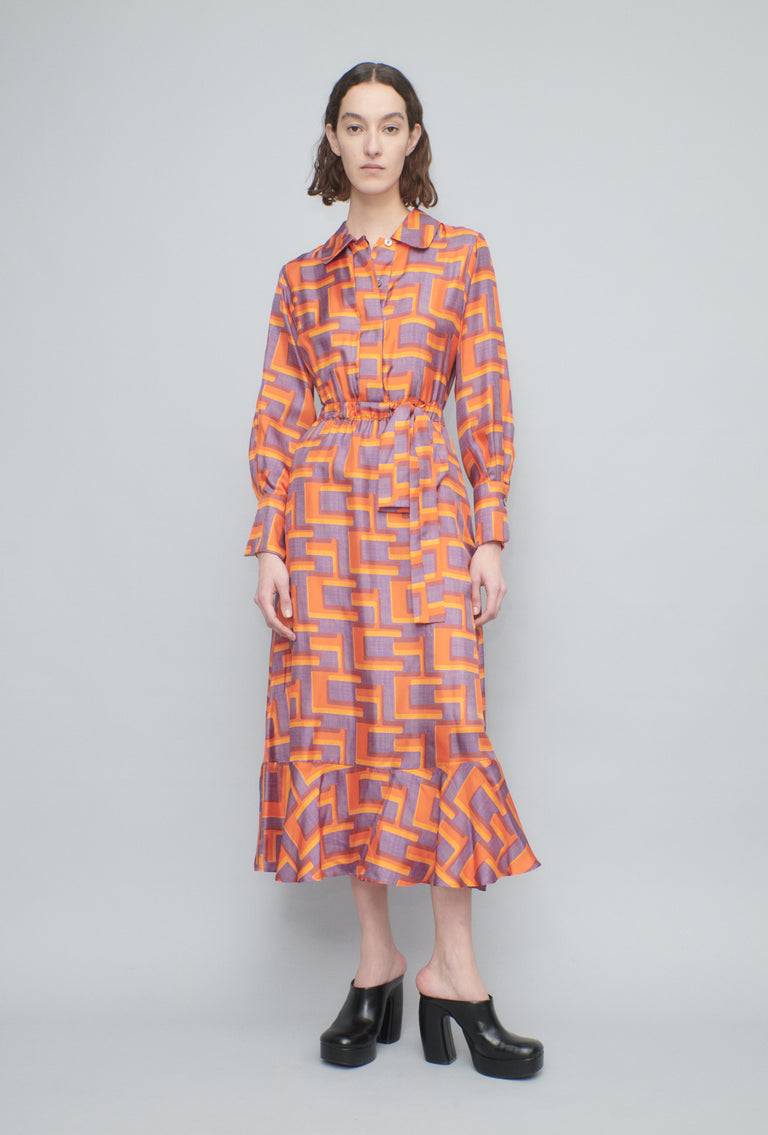 Odeeh Pop Art Maze Kleid, Glowing Orange Neueste Mode