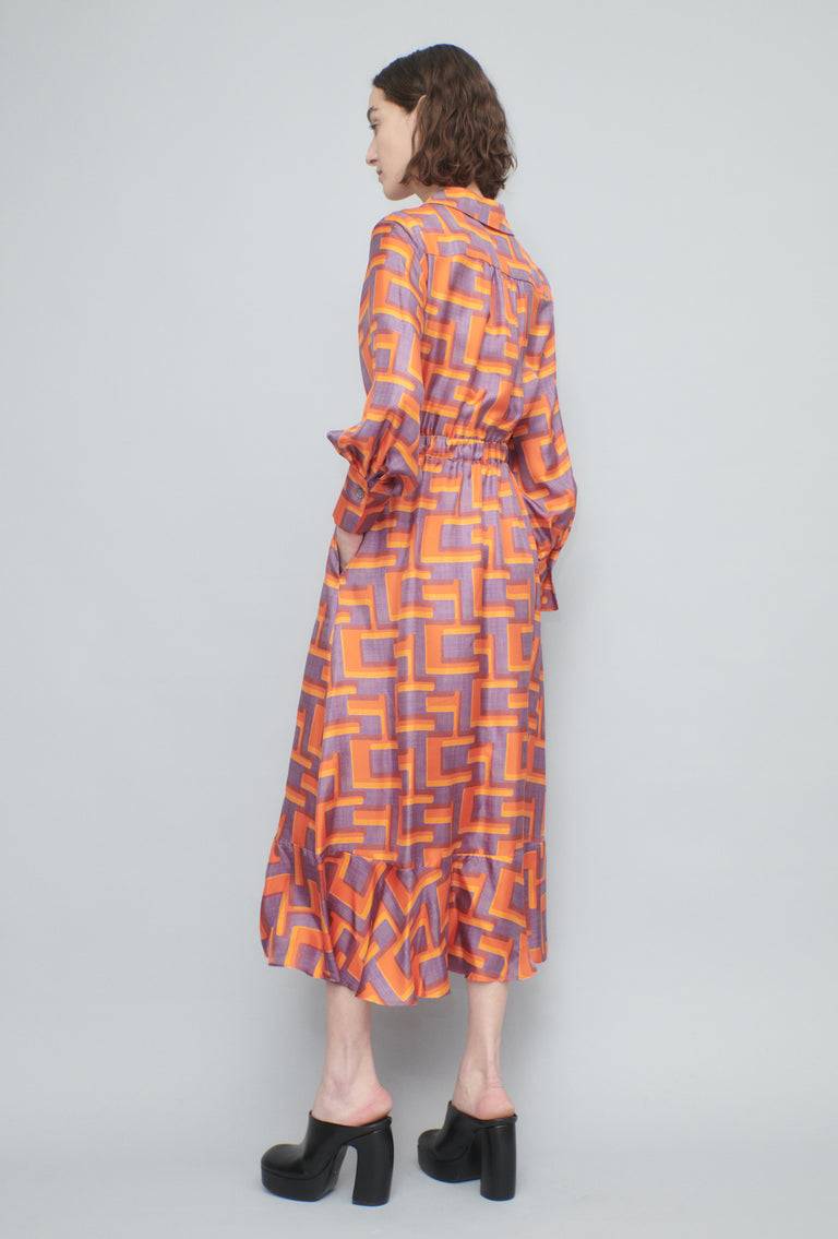 Odeeh Pop Art Maze Kleid, Glowing Orange Neueste Mode
