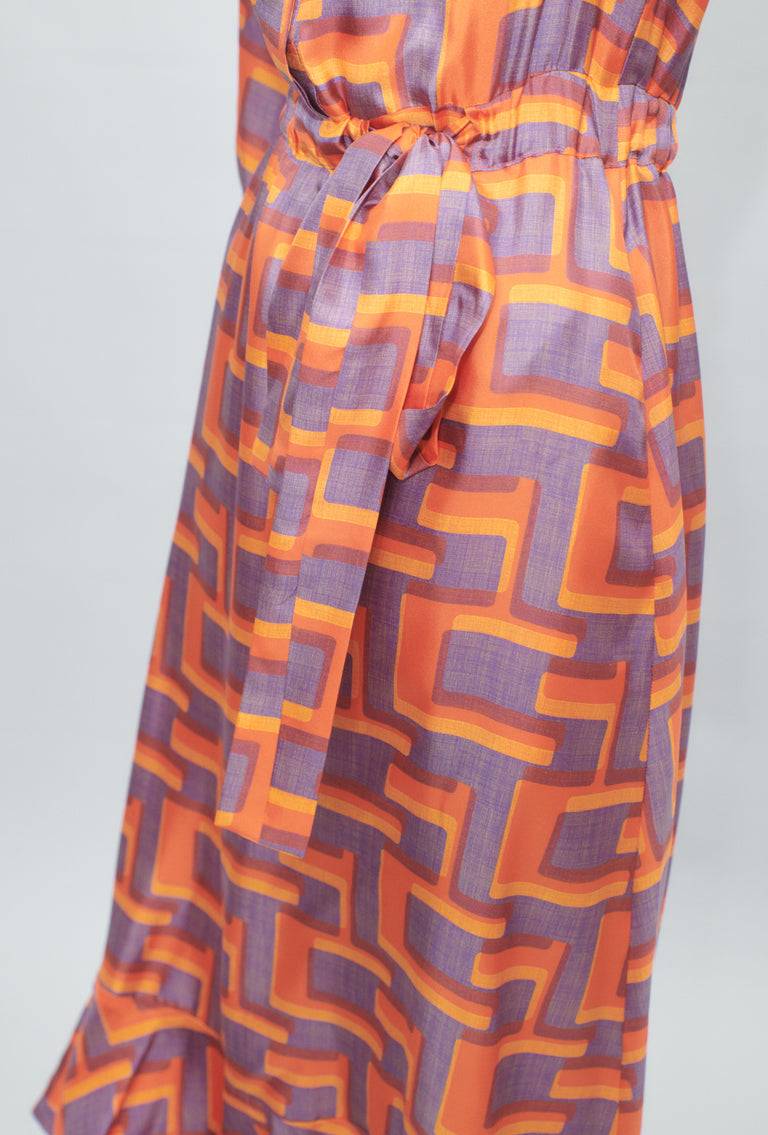 Odeeh Pop Art Maze Kleid, Glowing Orange Neueste Mode