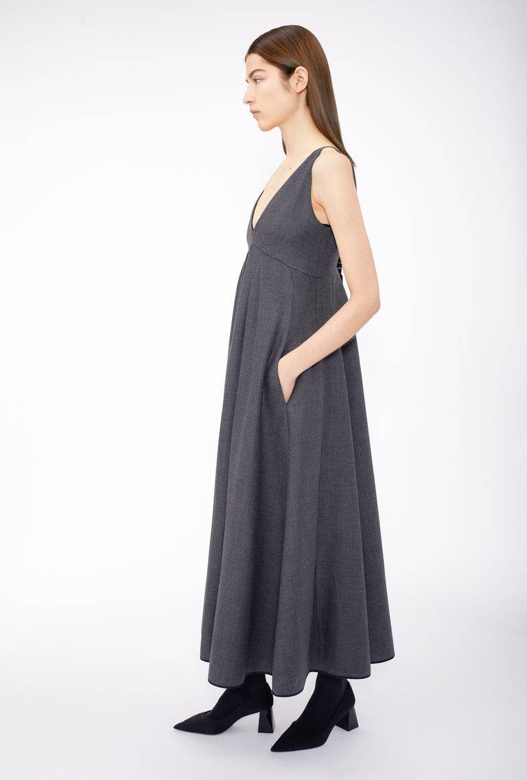 Odeeh Savile Row Wool Pique Kleid, Charcoal Online Outlet