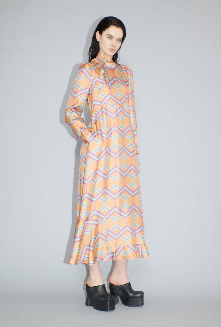 Odeeh Ribbon Zig Zag Kleid, Pale Peach Exklusive Angebote