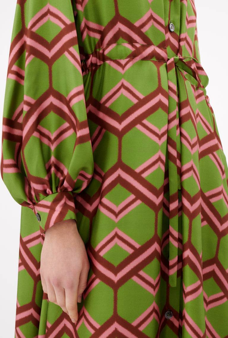 Odeeh Ribbon Zig Zag Kleid, Grass Green Blitzangebot