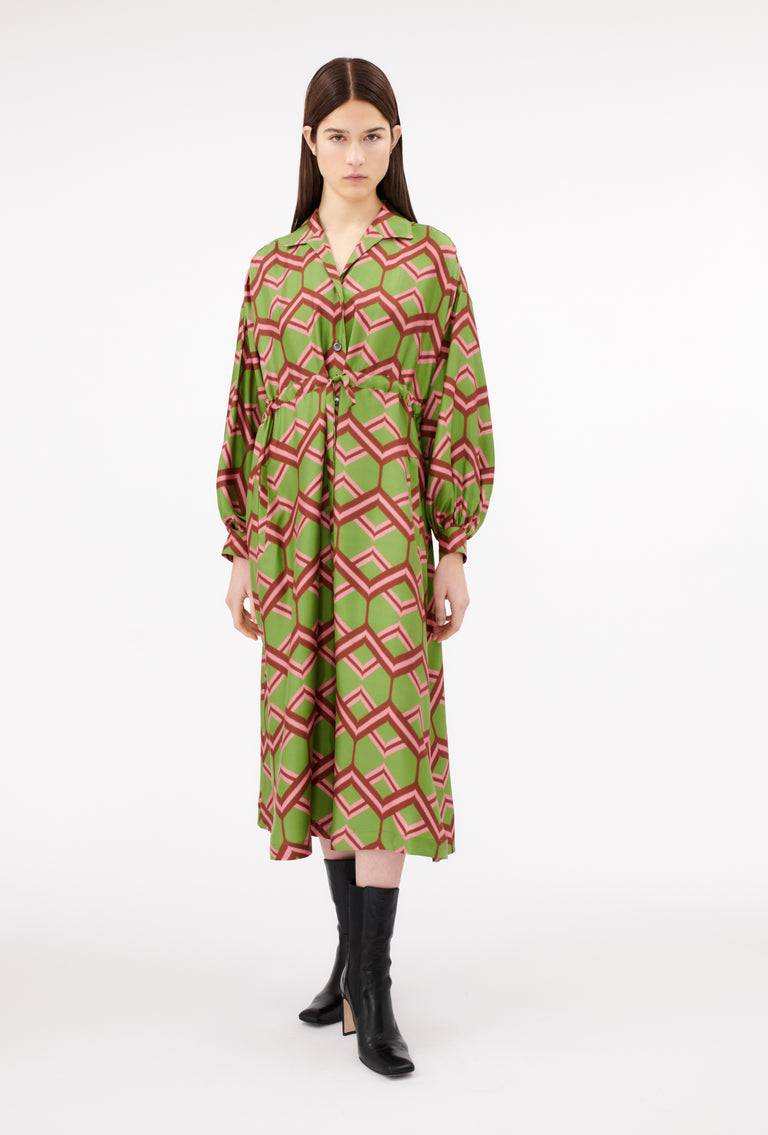 Odeeh Ribbon Zig Zag Kleid, Grass Green Blitzangebot