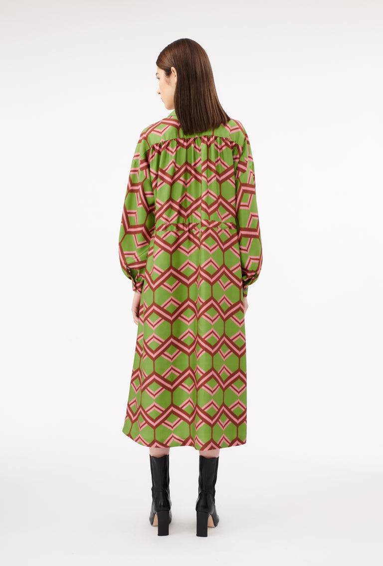 Odeeh Ribbon Zig Zag Kleid, Grass Green Blitzangebot