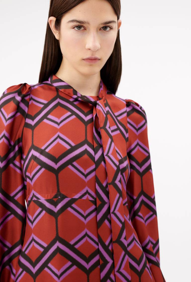 Odeeh Ribbon Zig Zag Kleid, Rusty Red Neuheiten