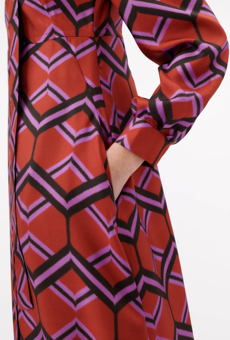 Odeeh Ribbon Zig Zag Kleid, Rusty Red Neuheiten