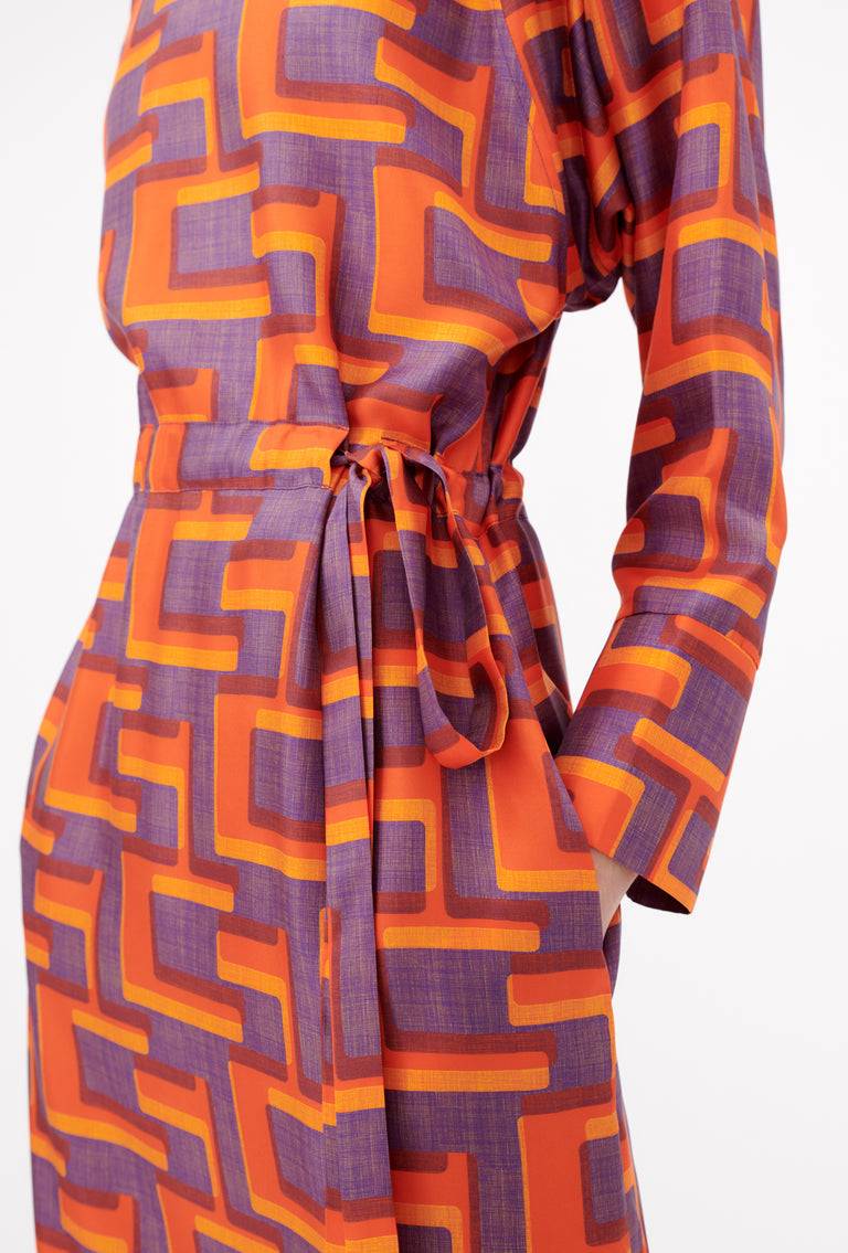 Odeeh Pop Art Maze Kleid, Glowing Orange Saisonale Angebote