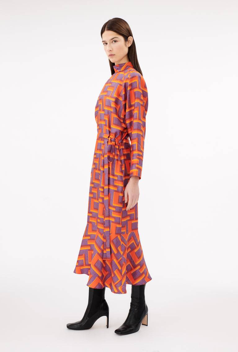 Odeeh Pop Art Maze Kleid, Glowing Orange Saisonale Angebote