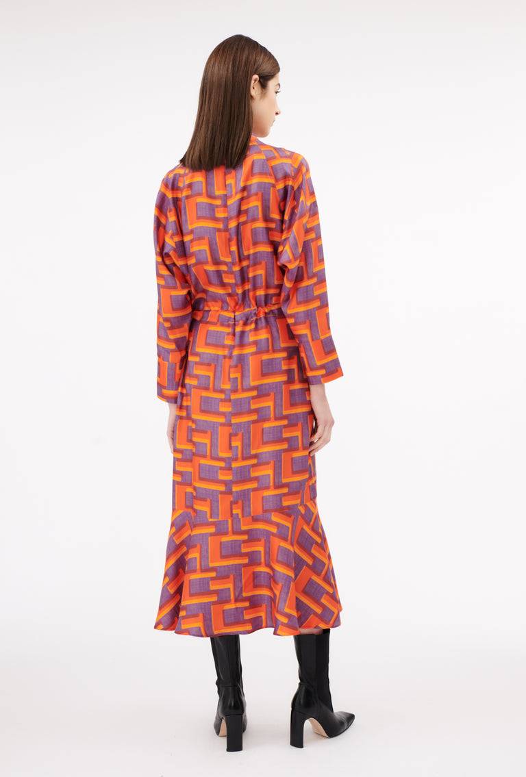 Odeeh Pop Art Maze Kleid, Glowing Orange Saisonale Angebote