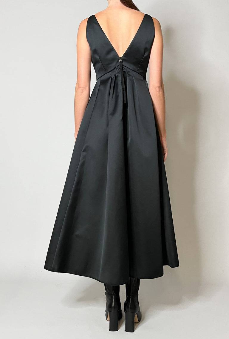 Odeeh Solid Duchesse Kleid, Jet Black Räumungsverkauf