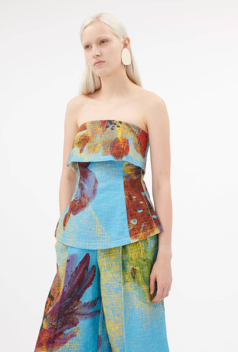 Odeeh Gouache Flowers Top, Caribbean blue Kauf eins, bekomm eins gratis