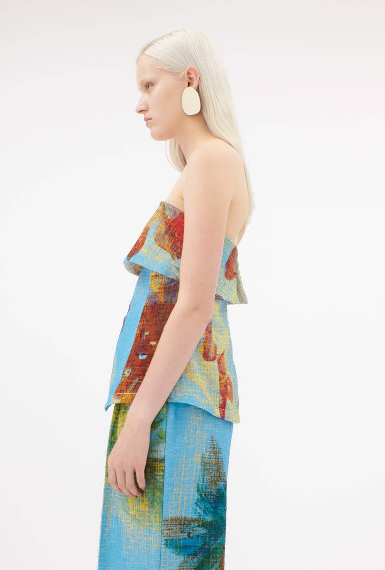 Odeeh Gouache Flowers Top, Caribbean blue Kauf eins, bekomm eins gratis
