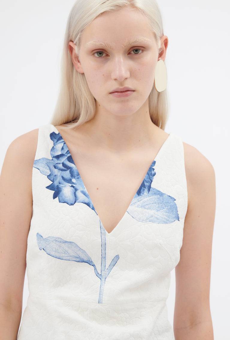 Odeeh Hydrangea Matelassé "Placed Print" Top, Delft Blue Tägliche Deals