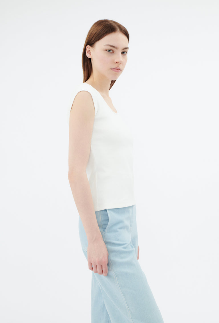 Odeeh Organic Cotton Rib T-Shirt, Milk Riesige Ersparnisse