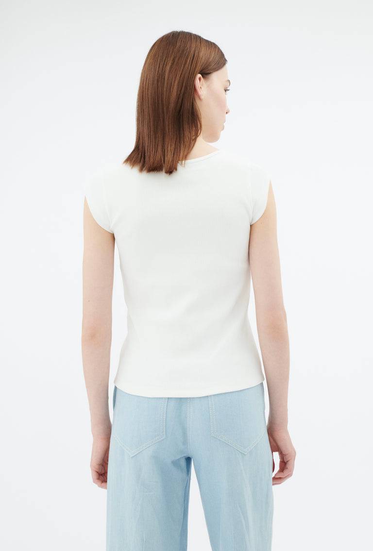 Odeeh Organic Cotton Rib T-Shirt, Milk Riesige Ersparnisse