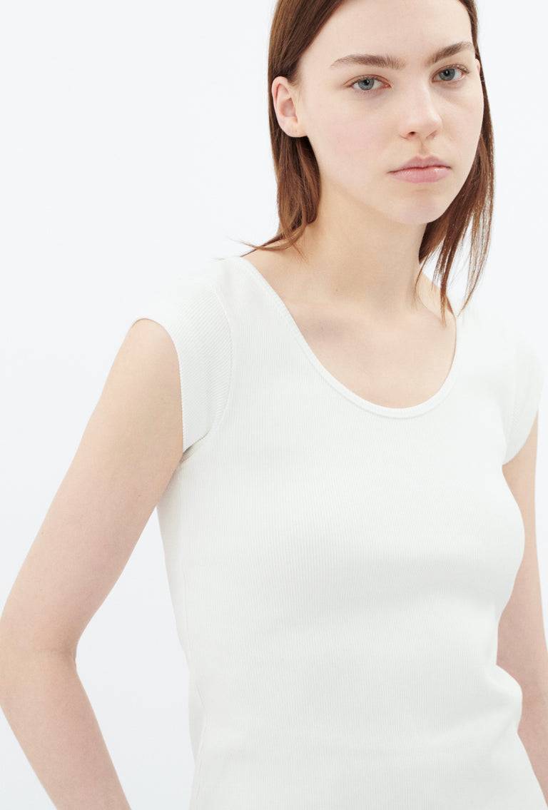 Odeeh Organic Cotton Rib T-Shirt, Milk Riesige Ersparnisse
