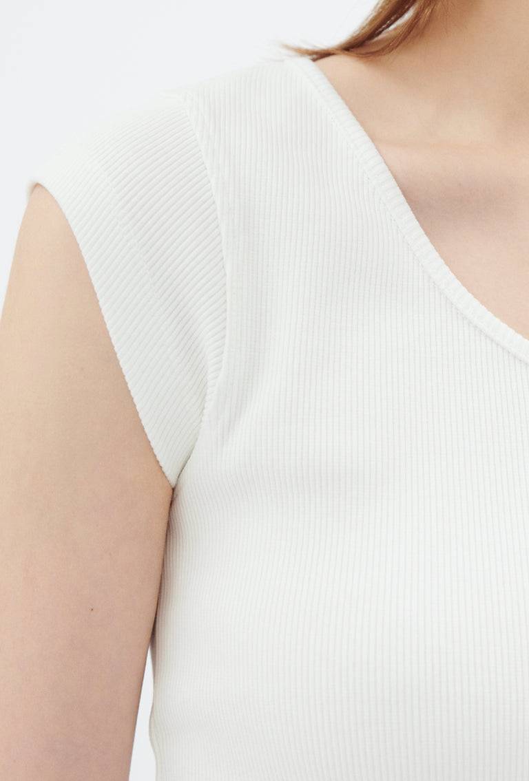 Odeeh Organic Cotton Rib T-Shirt, Milk Riesige Ersparnisse