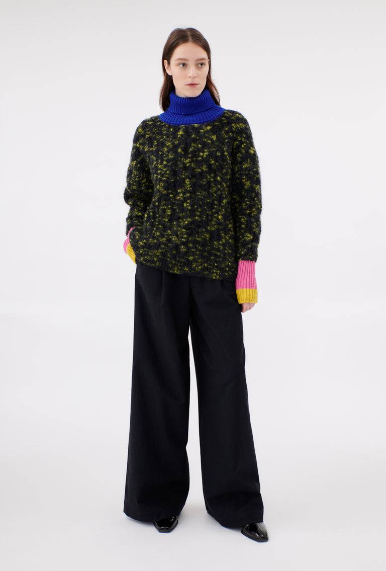 Odeeh Color Block Patch Pullover, Dark Moss Nur für heute