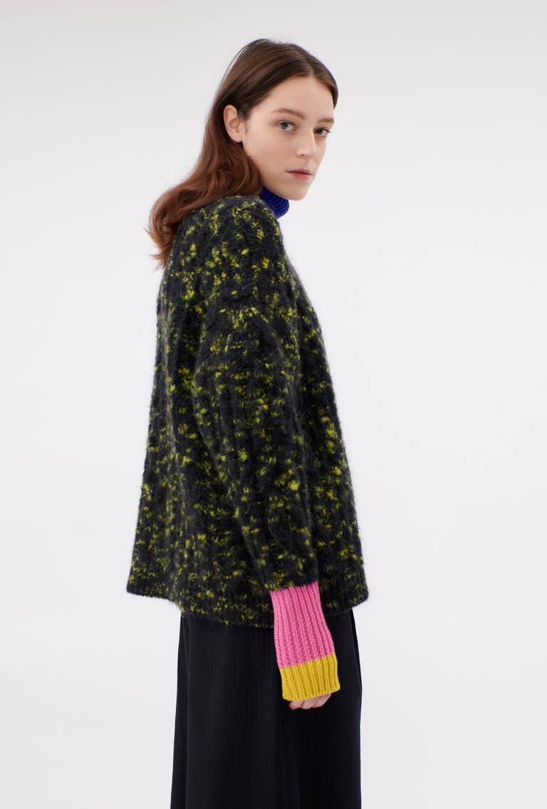 Odeeh Color Block Patch Pullover, Dark Moss Nur für heute