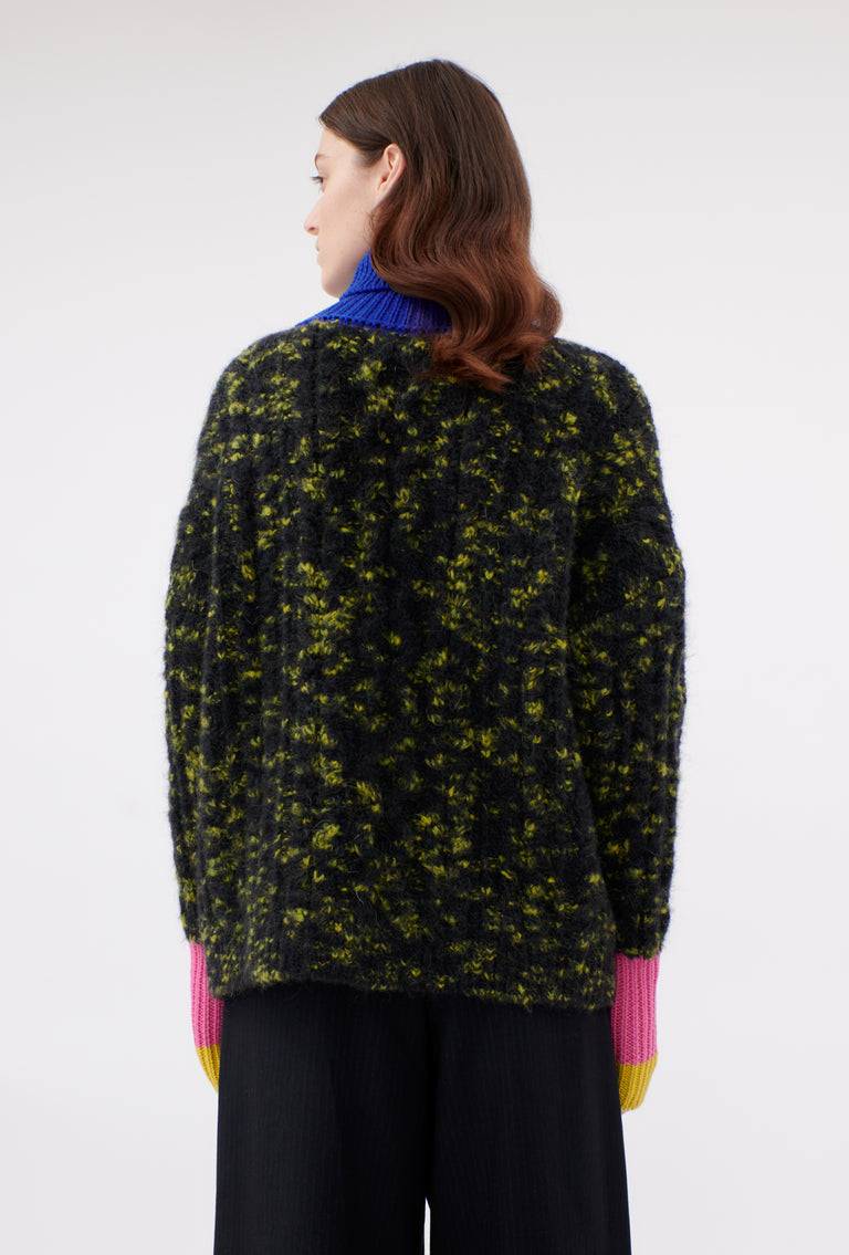 Odeeh Color Block Patch Pullover, Dark Moss Nur für heute
