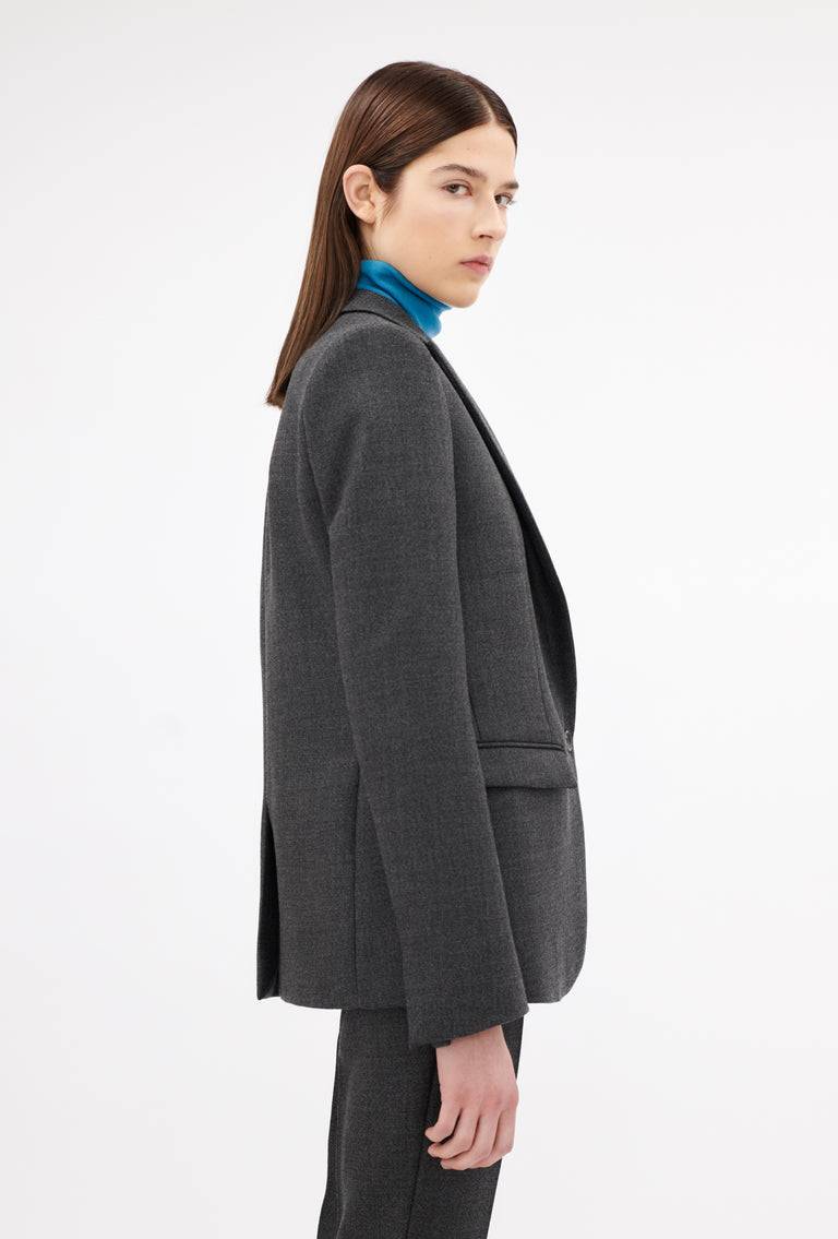 Odeeh Savile Row Wool Pique Blazer, Charcoal Im Verkauf