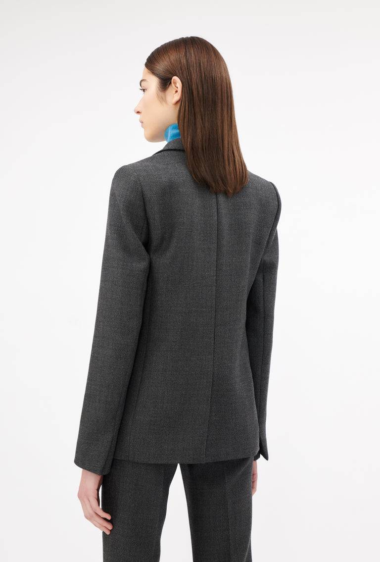 Odeeh Savile Row Wool Pique Blazer, Charcoal Im Verkauf