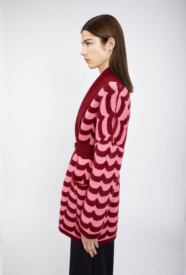 Odeeh Waves Cardigan, Pomegranate im Angebot