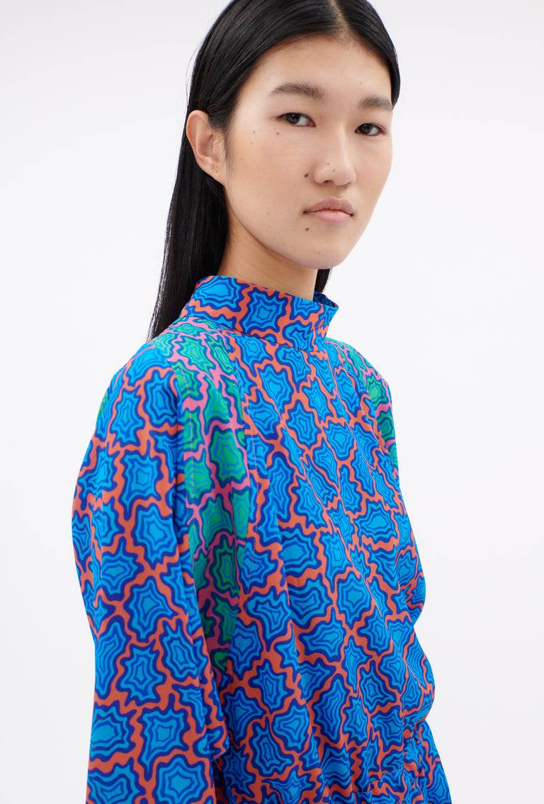 Odeeh Memphis Achats Crepe de Chine Kleid, Turquoise Blue Flash Sale