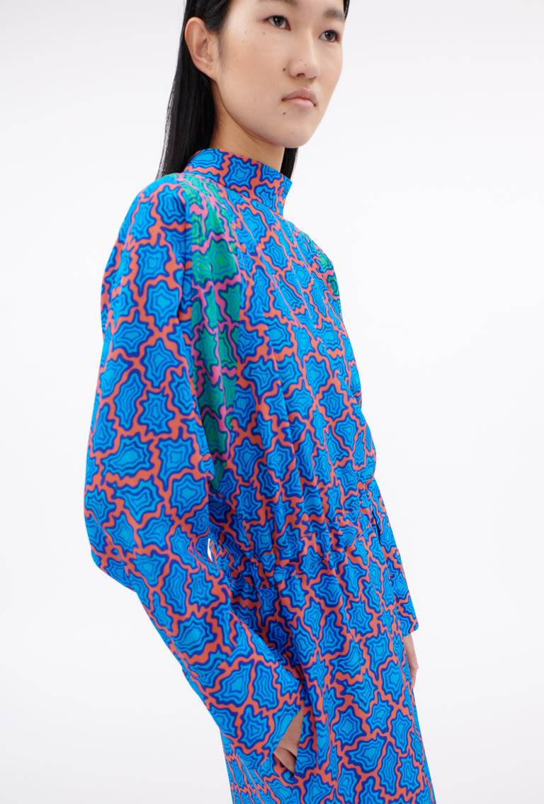 Odeeh Memphis Achats Crepe de Chine Kleid, Turquoise Blue Flash Sale