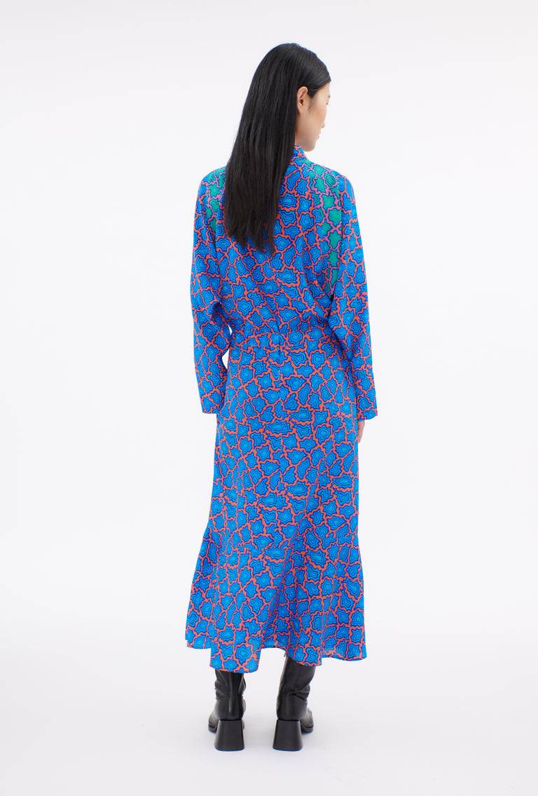 Odeeh Memphis Achats Crepe de Chine Kleid, Turquoise Blue Flash Sale