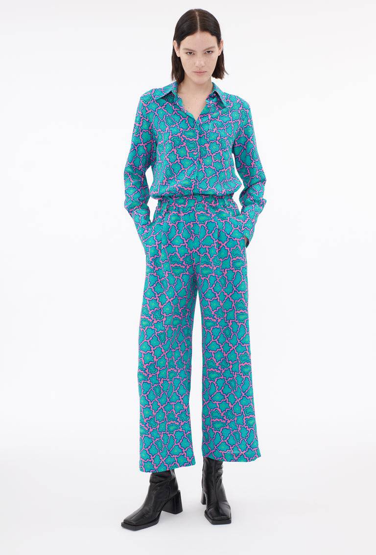 Odeeh Memphis Achats Crepe de Chine Hose, Carribean Green Begrenztes Angebot