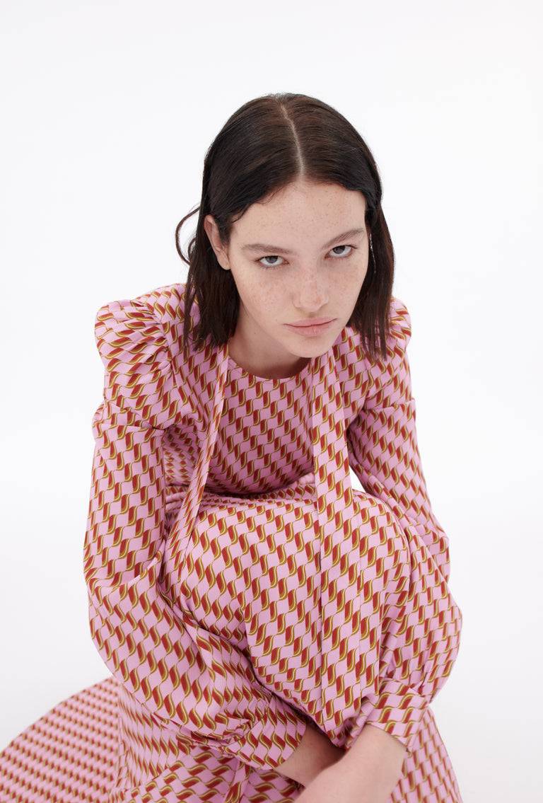 Odeeh Diagonal Waves Kleid, Candy Exklusivangebot