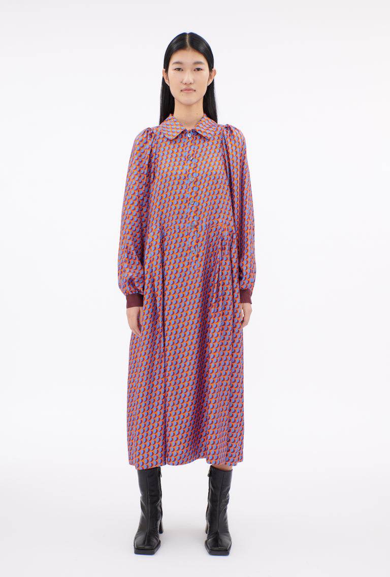Odeeh Baisers Silk Twill Kleid, Cobalt Preisnachlass