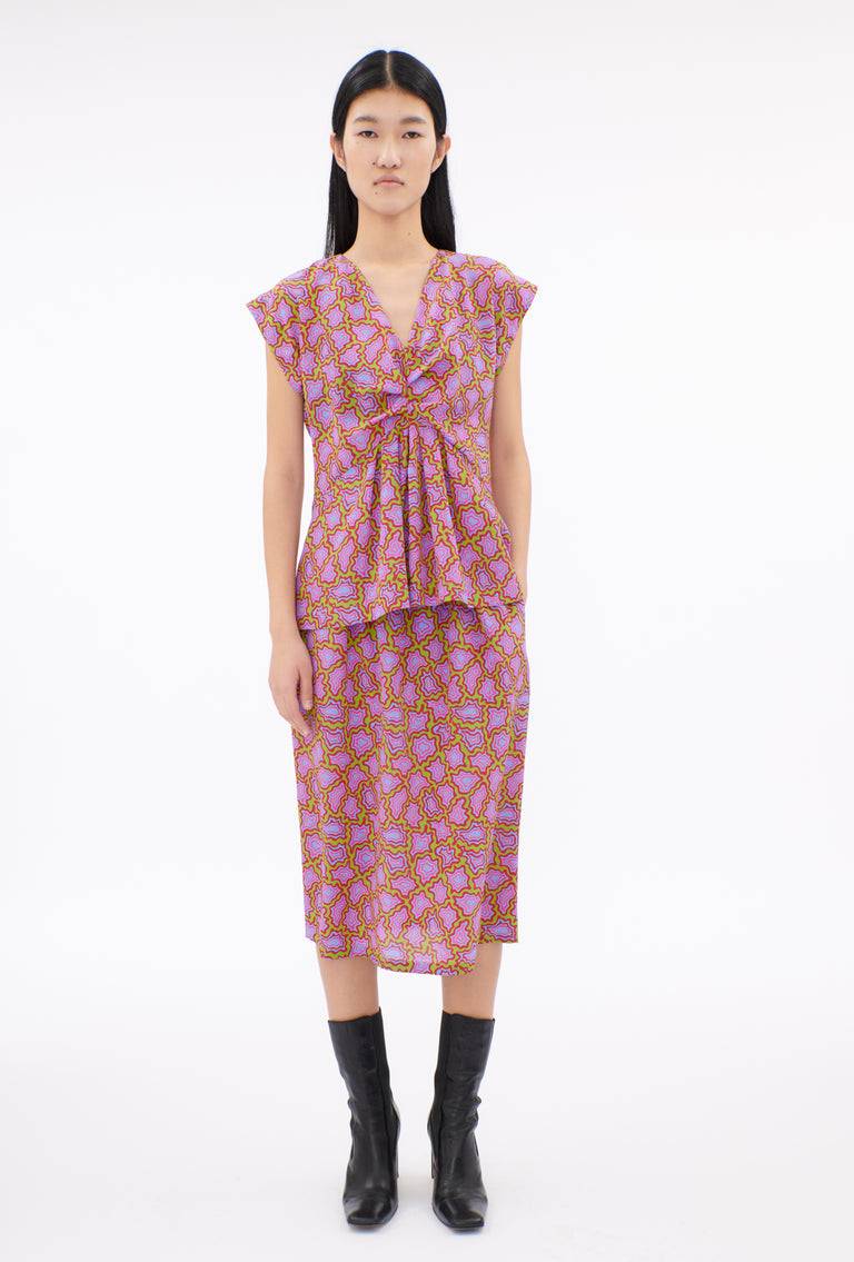 Odeeh Memphis Achats Crepe de Chine Bluse, Periwinkle Blue Osterangebot