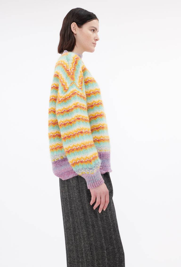 Odeeh Blurry Stripes Alpaca Wool Pullover, Jade Valentinstagsangebot