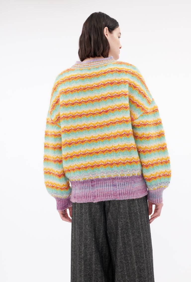 Odeeh Blurry Stripes Alpaca Wool Pullover, Jade Valentinstagsangebot