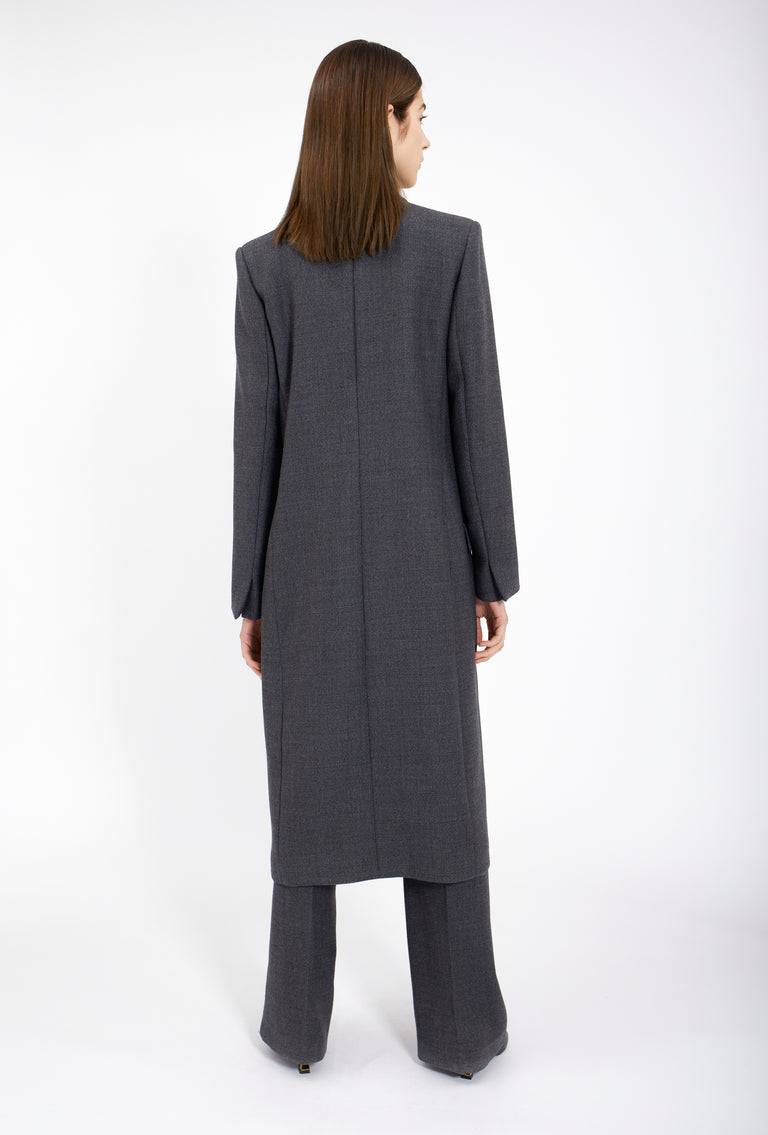 Odeeh Savile Row Wool Pique Mantel, Charcoal Lagerräumung