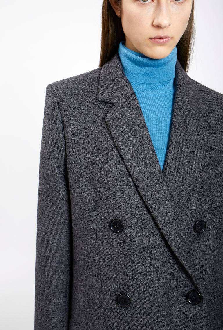 Odeeh Savile Row Wool Pique Mantel, Charcoal Lagerräumung