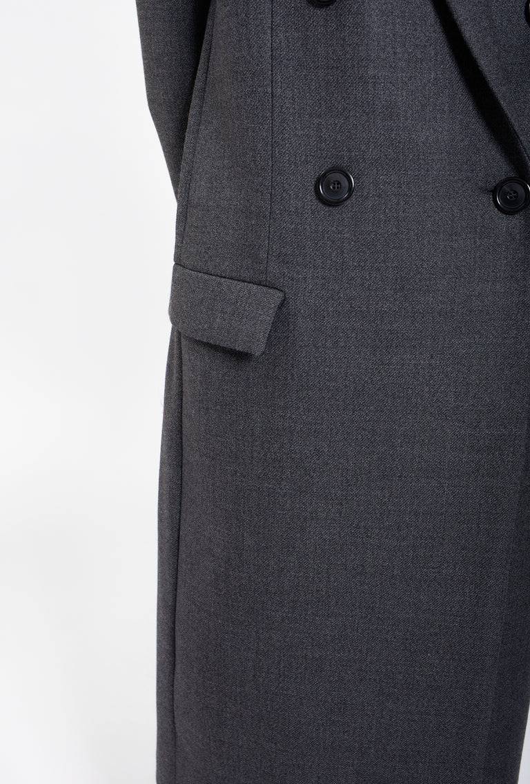 Odeeh Savile Row Wool Pique Mantel, Charcoal Lagerräumung