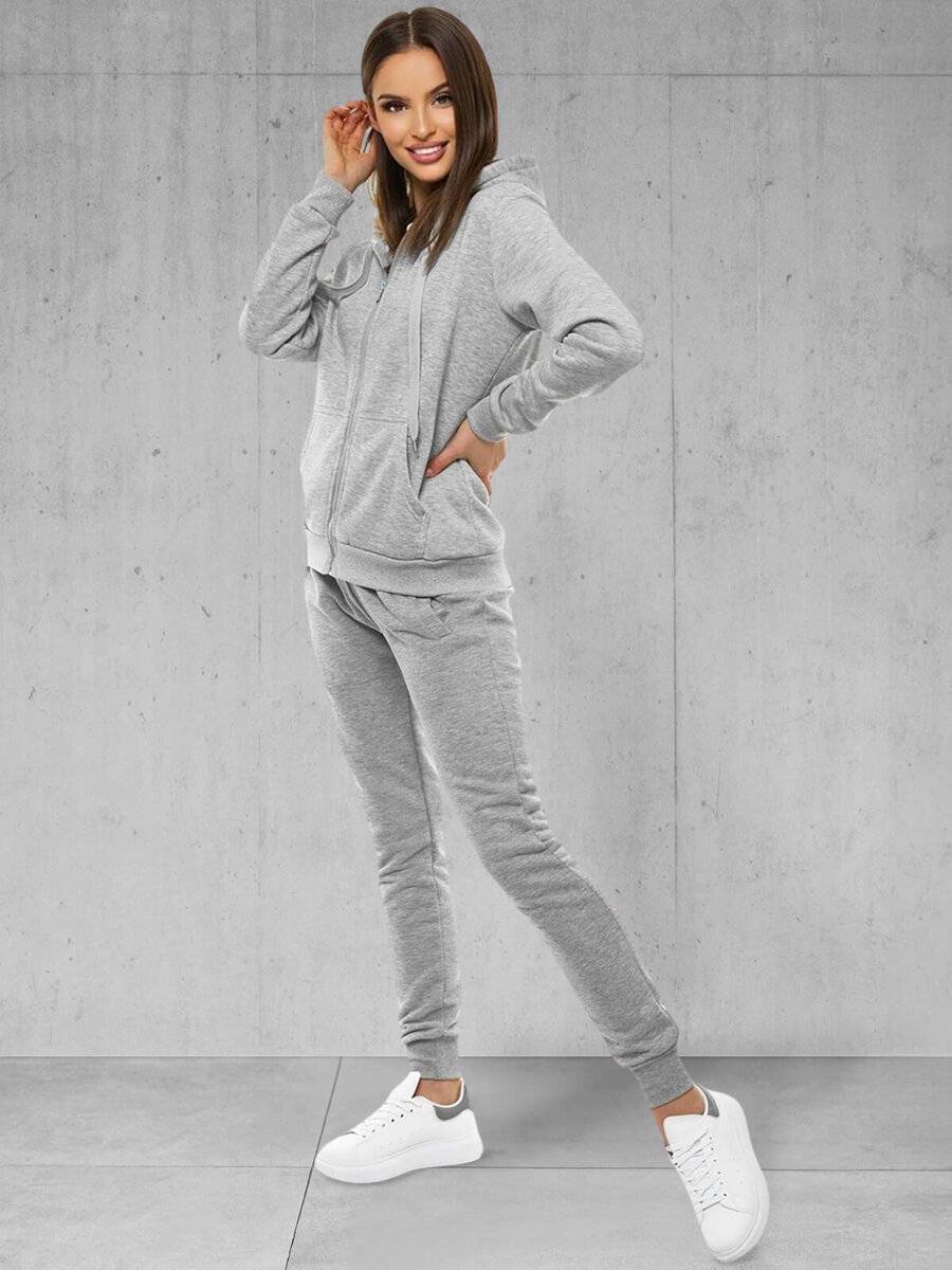 Ozonee Damen Trainingsanzug Grau OZONEE 53 Fabrikladen