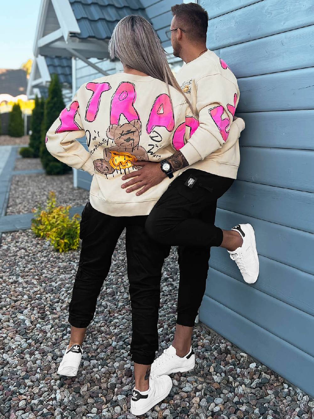 Ozonee Sweatshirts für Paare 17 Beige im Angebot