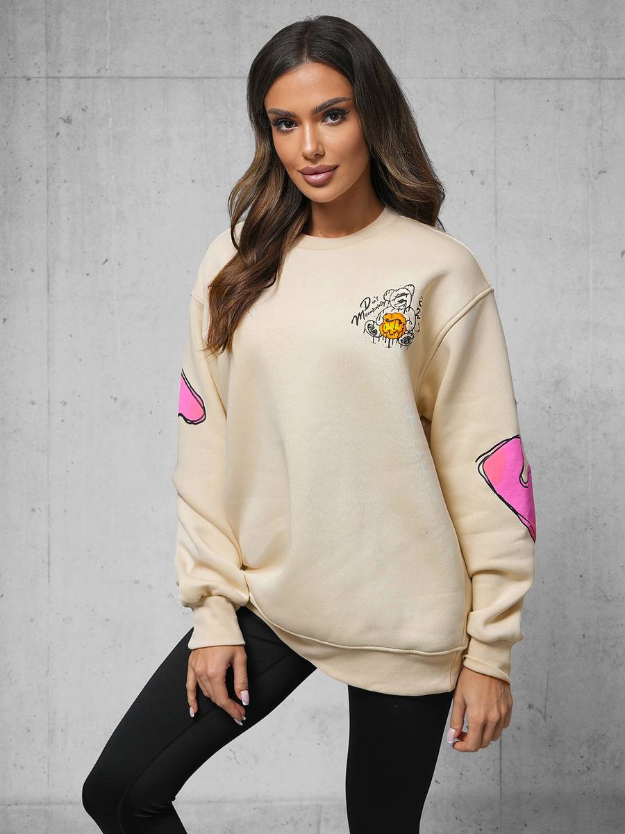 Ozonee Sweatshirts für Paare 17 Beige im Angebot