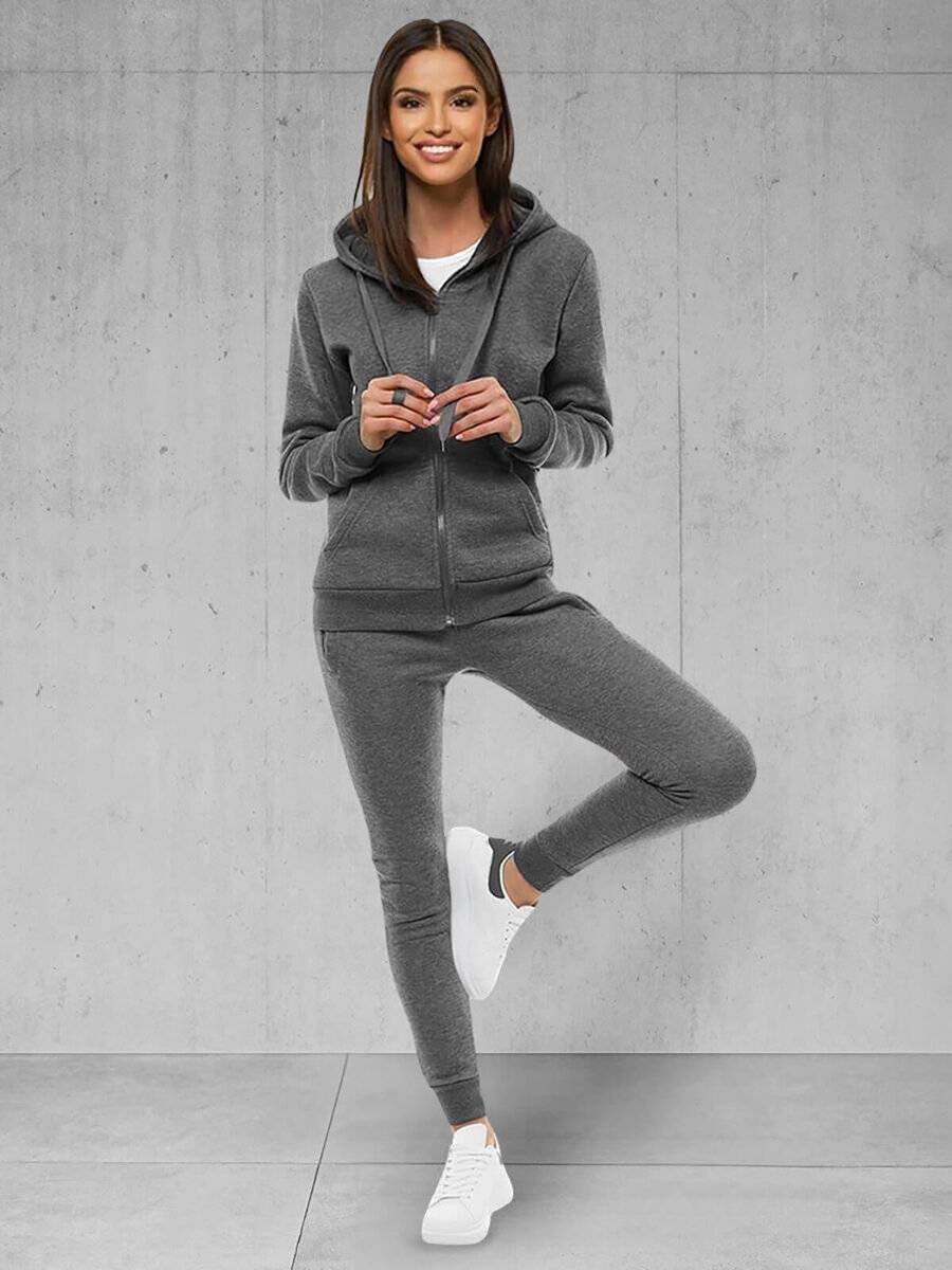 Ozonee Zweiteiliges Trainingsanzug-Set Anthrazit OZONEE JS/CKW03 Sonderangebote