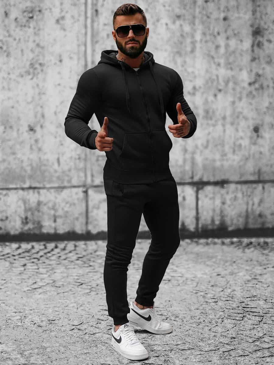 Ozonee Herren Sportanzug Schwarz OZONEE JS/XW2008 Begrenzte Freigabe
