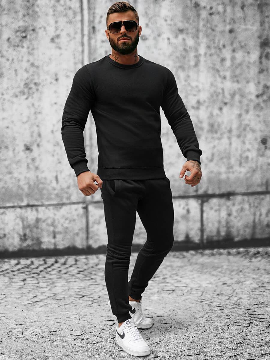 Ozonee Herren Sportanzug Schwarz OZONEE JS/XW2001 Neueste Stile