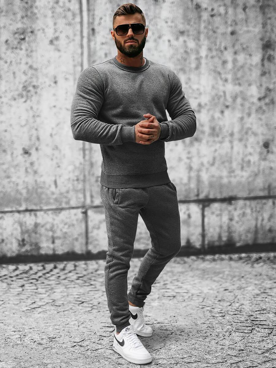 Ozonee Herren Sportanzug Anthrazit OZONEE JS/XW2001 Letzter Tag