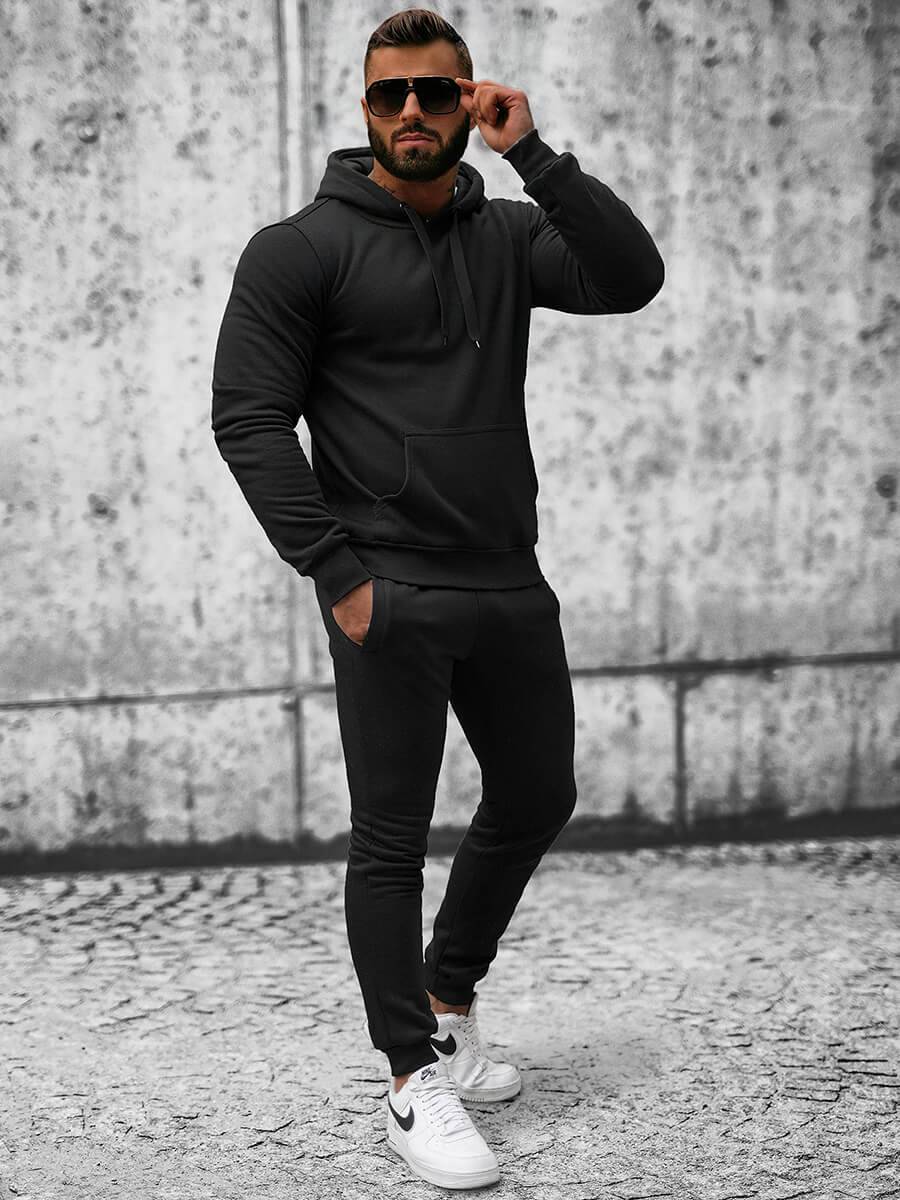 Ozonee Herren Sportanzug Schwarz OZONEE JS/XW2009 Zeitbegrenzte Promotion